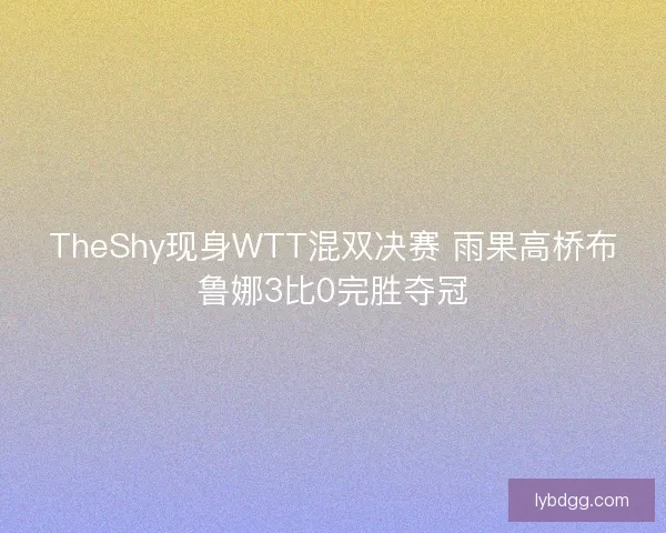 TheShy现身WTT混双决赛 雨果高桥布鲁娜3比0完胜夺冠